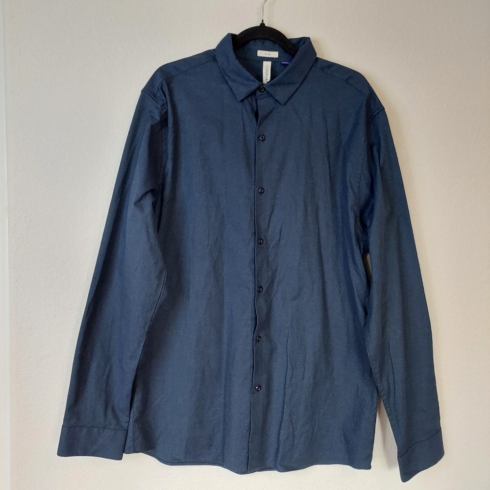 Artefact Slim Fit‎ Stretch Button Down Shirt Men's Size XL Tall